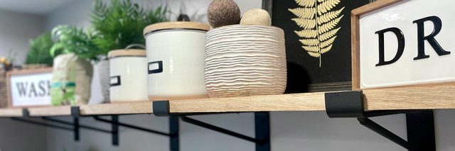 Floating shelf decorated with handpicked items