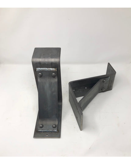 Heavy duty steel mantel support brackets in dark gray finish with welded construction and mounting holes from Industrial F...