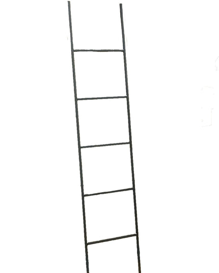 A metal blanket ladder with a sleek, minimalist design. The ladder stands upright with evenly spaced rungs, perfect for draping and displaying blankets or throws. It has a sturdy frame and a smooth finish, adding a modern and functional touch to any room.
