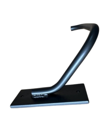 Black metal curved toilet paper holder with flat rectangular base - The Tully by Industrial Farm Co