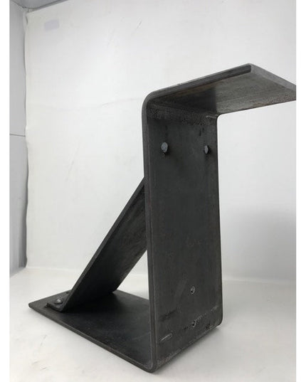 Black metal Monroe Style Corbel Bracket by Industrial Farm Co with triangular support brace and mounting holes for shelving