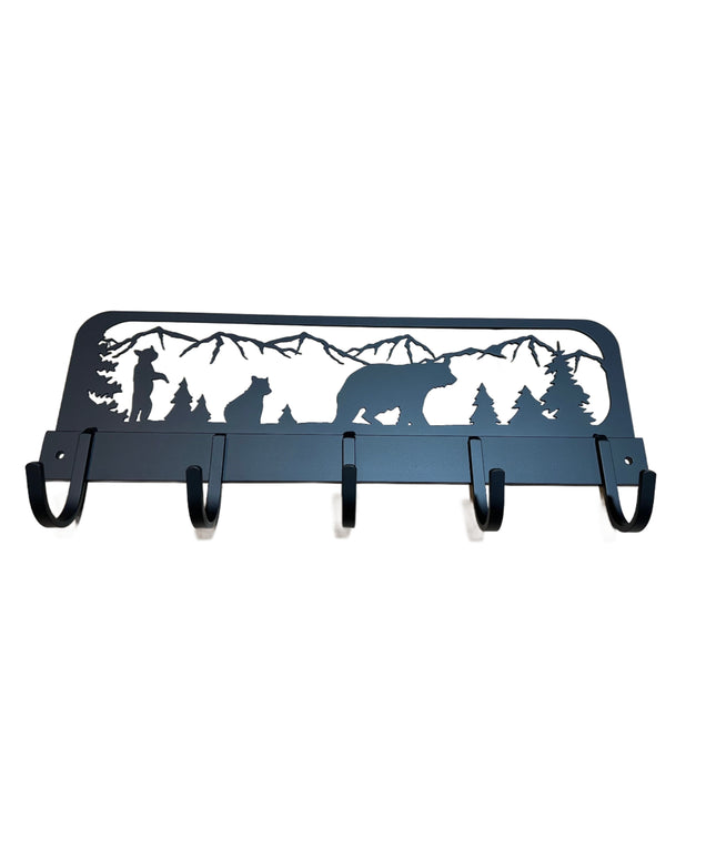 Handmade Momma Bear and Cub Design Coat Rack - Rustic Entryway Organizer - Functional Art for Your Home