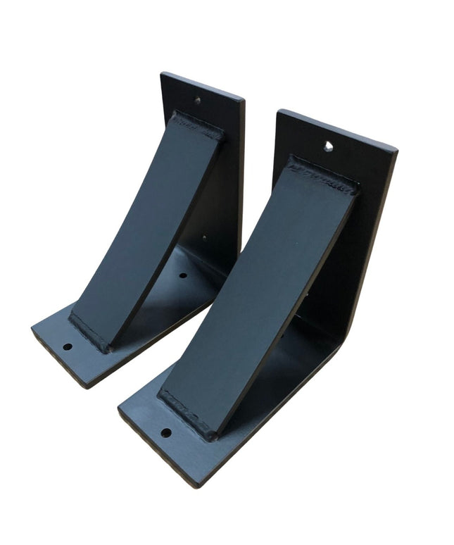 Black steel Dibbles 3 inch industrial shelf brackets with curved support bars, heavy duty handmade design by Industrial Fa...