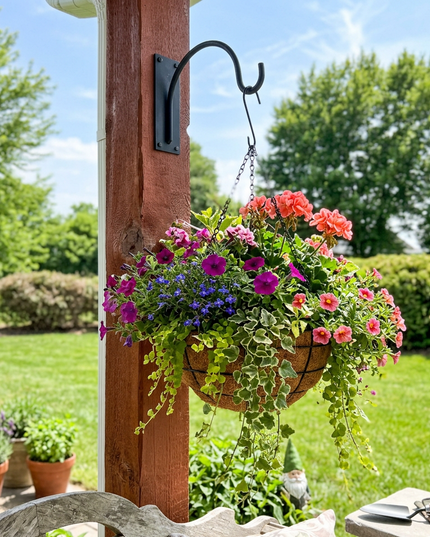 The Gregory Shepherd Hook — Heavy Duty Steel Garden Hook for Hanging Baskets & Planters, Outdoor, Made in USA