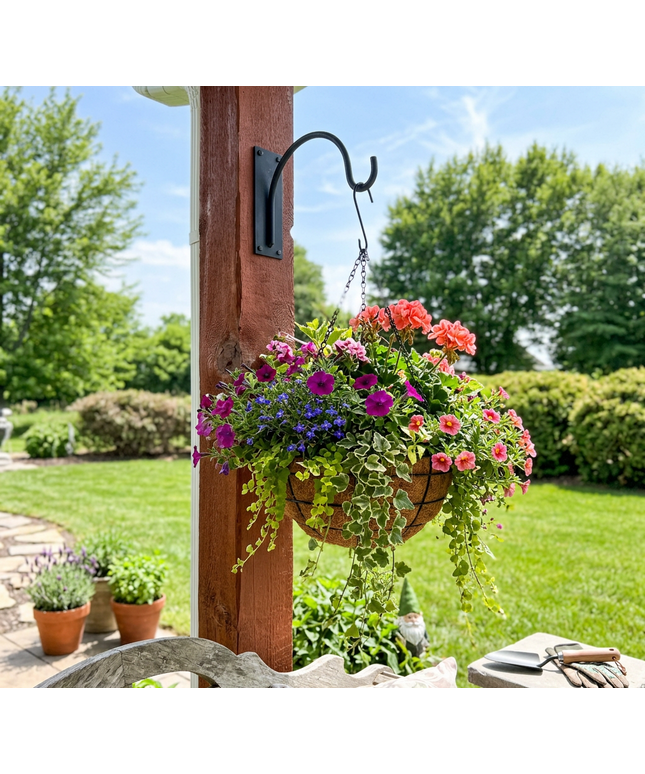The Gregory Shepherd Hook — Heavy Duty Steel Garden Hook for Hanging Baskets & Planters, Outdoor, Made in USA