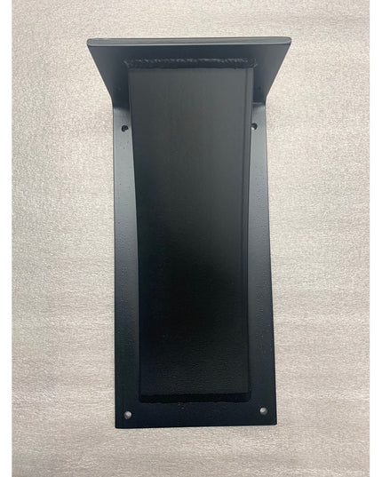 Black metal Cicero Bar Shelf Support bracket with modern industrial design and mounting holes by Industrial Farm Co