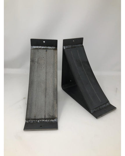 Industrial Farm Co Lexica 4 inch wide black metal shelf support brackets with welded construction and mounting holes