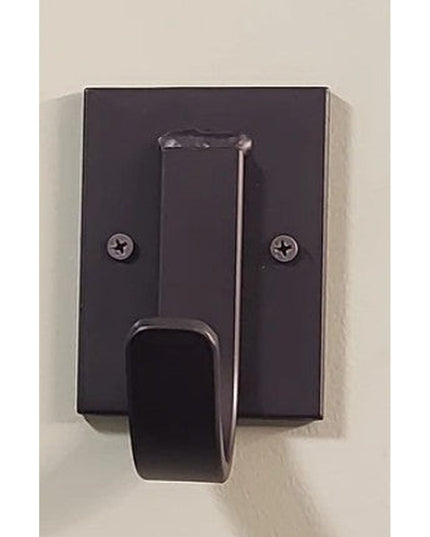 The Dublin Mudroom Hook by Industrial Farm Co - dark bronze metal wall-mounted hook with rectangular backplate and curved ...