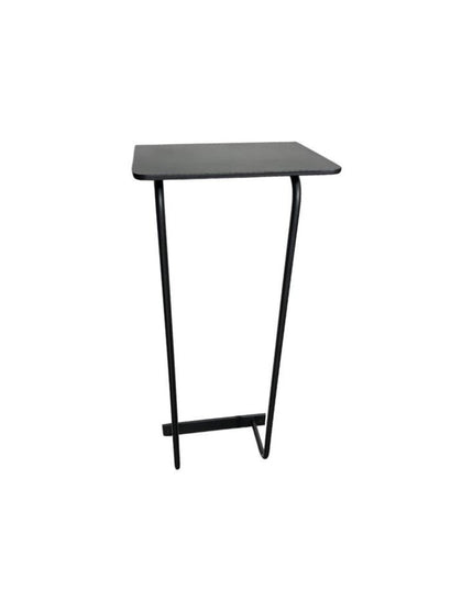 Black metal Diana towel rack with shelf by Industrial Farm Co featuring modern minimalist design with angled legs and rect...