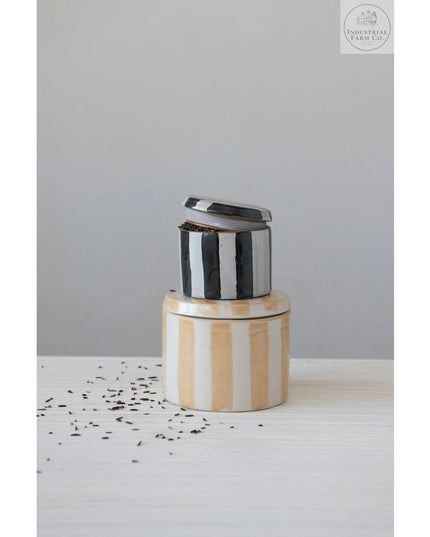 Striped Stoneware Canister