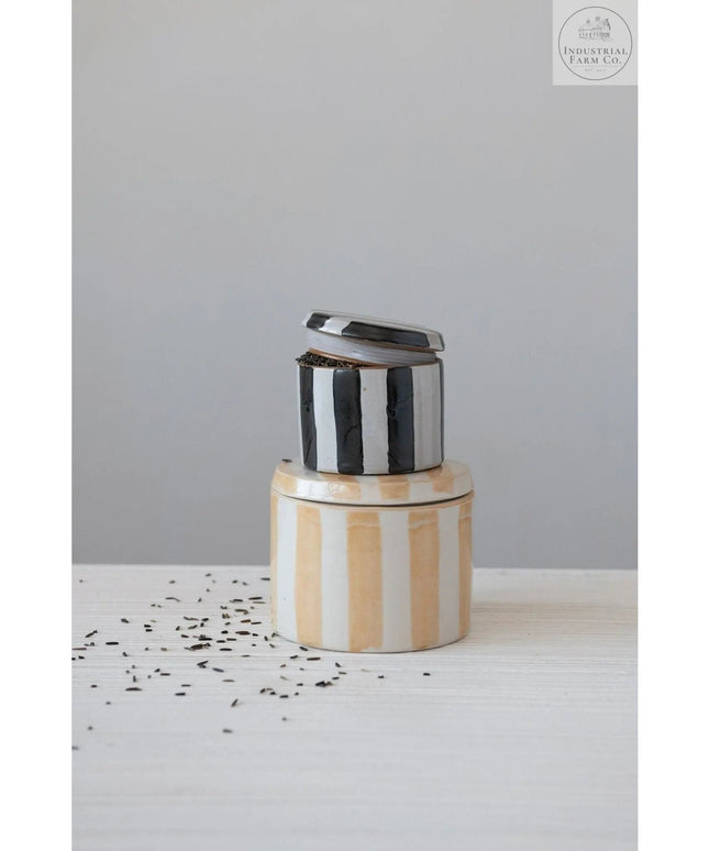 Striped Stoneware Canister