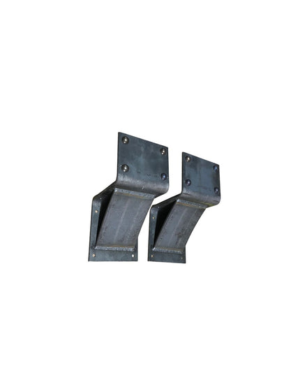 Industrial Farm Co Mottville 5 inch steel mantel brackets with decorative rivets, dark metal finish, handmade corbels