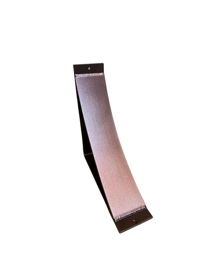 Industrial Farm Co Lexica 4 inch wide curved shelf support bracket in rose gold metallic finish with black mounting plates
