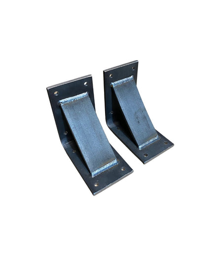 Black steel Dibbles 3 inch industrial shelf brackets with curved support bars and welded construction, handmade by Industr...