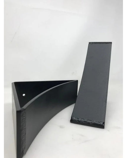 Industrial Farm Co Eleanor Minimal Steel Bracket in matte black finish, modern L-shaped metal corbel with clean lines disp...