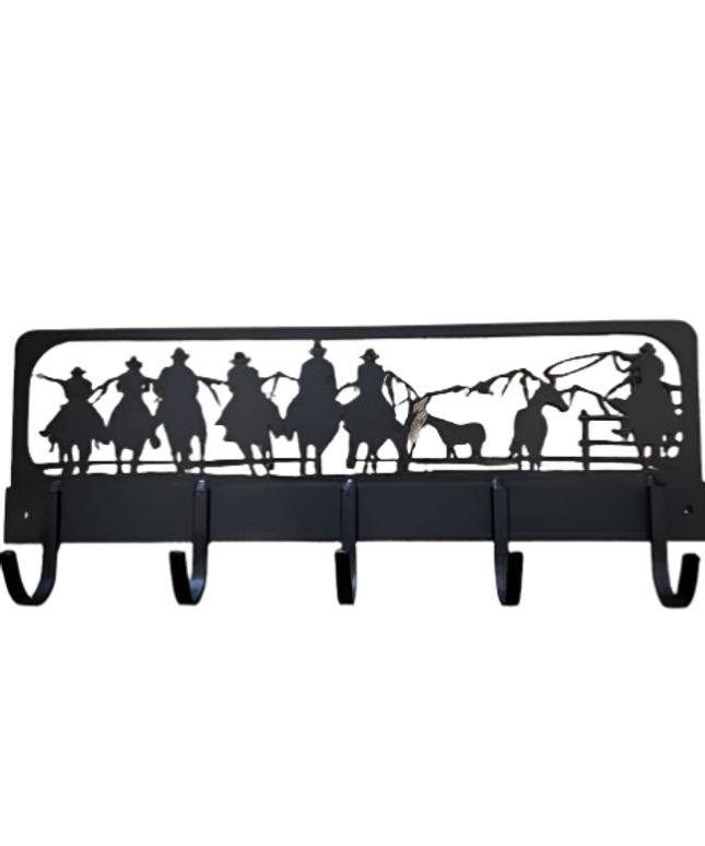 Western Charm Coat Rack with Cowboy Cutout - Rustic Wall Mounted Organizer for Coats and Hats
