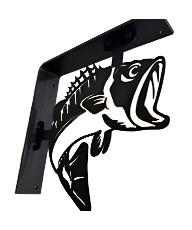 Heavy-Duty Large Mouth Bass Metal Shelf Bracket