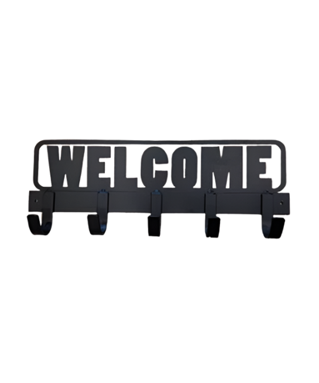 Welcome Sign Coat Rack - Hand-Welded Entryway Hanger - Rustic Home Decor