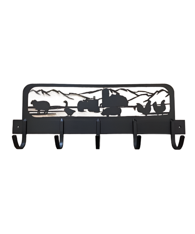 Rustic Farmyard-Themed Handmade Metal Coat Rack