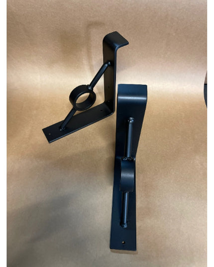 Black metal Simon Decorative Support Brackets by Industrial Farm Co showing modern industrial style corbels with curved de...