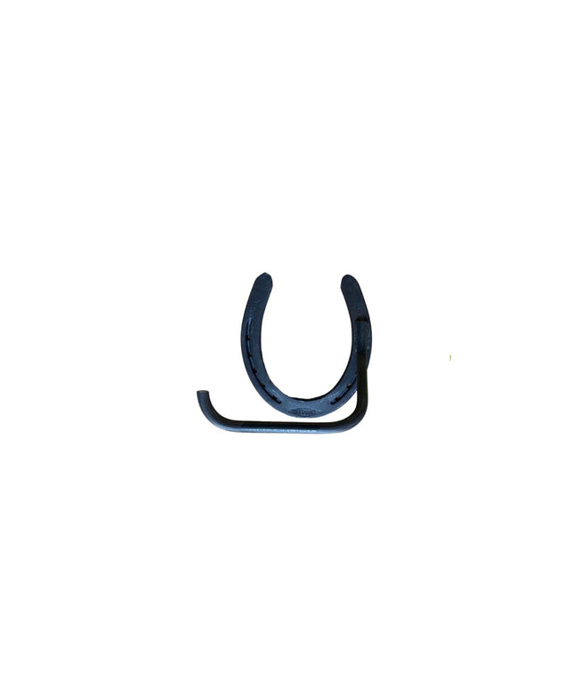 Black metal Tierney Horseshoe Toilet Paper Holder by Industrial Farm Co with curved horseshoe design and mounting bracket