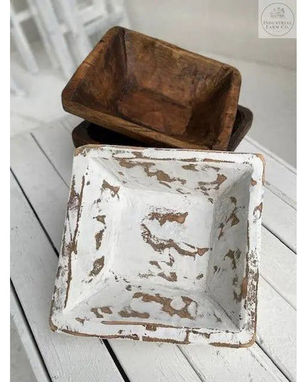 Hand Carved Wooden Square Bowl  Default Title   | Industrial Farm Co