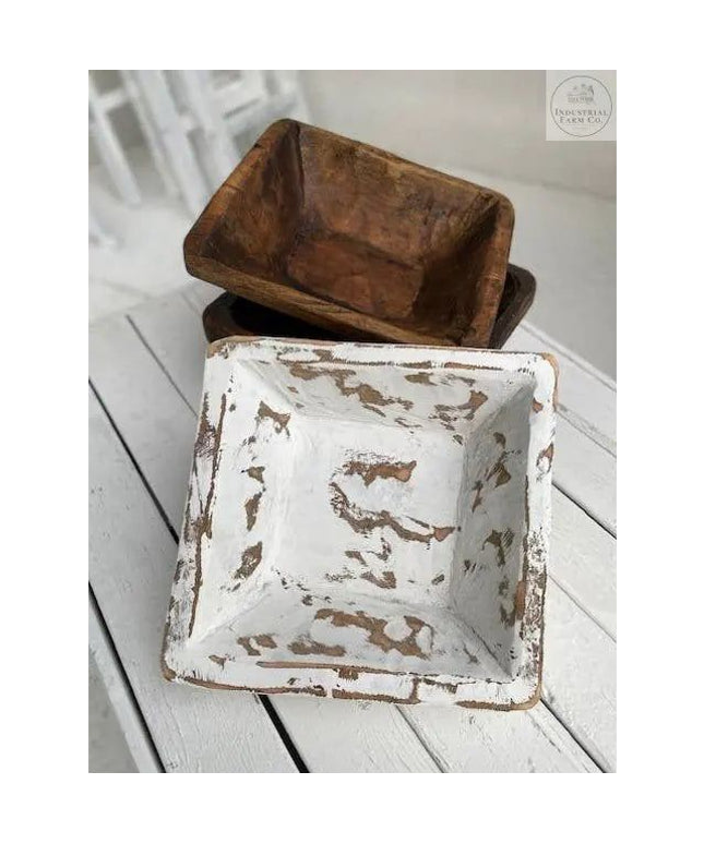 Hand Carved Wooden Square Bowl  Default Title   | Industrial Farm Co