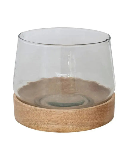 Mango Wood Base Hurricane  Default Title   | Industrial Farm Co