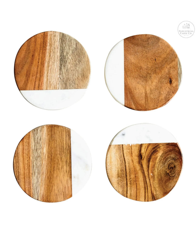 Mango Wood and Marble Coasters  Default Title   | Industrial Farm Co