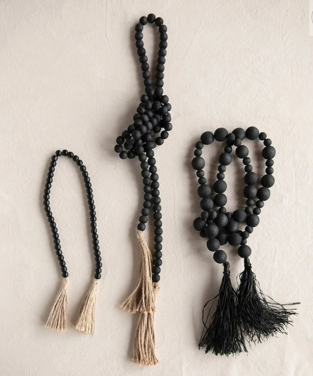 Distressed Black Paulownia Bead Garland  Default Title   | Industrial Farm Co