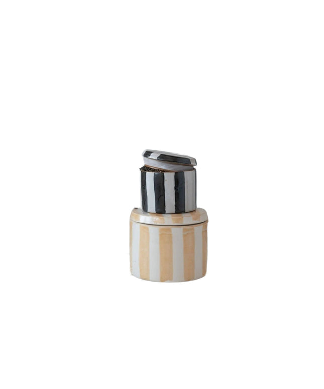 Striped Stoneware Canister  Black Stripes   | Industrial Farm Co