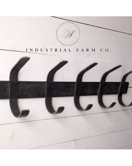 The Christopher Double Hook Coat Rack Coat Rack 14” Wall Mount Length Finish Gold Powder Coat | Industrial Farm Co