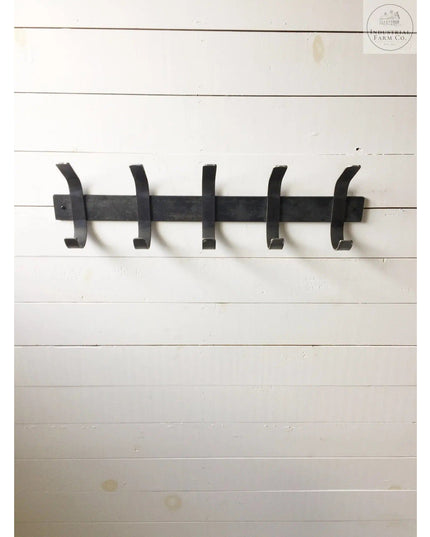 The Christopher Double Hook Coat Rack Coat Rack 20" Wall Mount Length Finish Silver Powder Coat | Industrial Farm Co