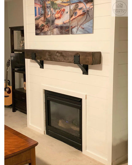 The Clermont Farmhouse Shelf Mantle Support Brackets/Corbels 6" Depth x 8" Wall Mount Length Finish Black Powder Coat | Industrial Farm Co