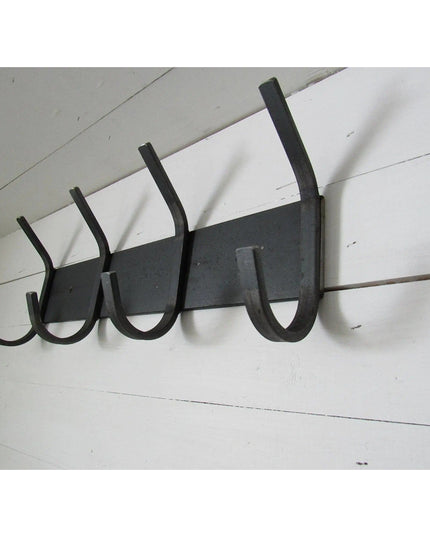The Cooperstown Double Hook Coat Rack Coat Rack 14" Wall Mount Length Finish Black Powder Coat | Industrial Farm Co