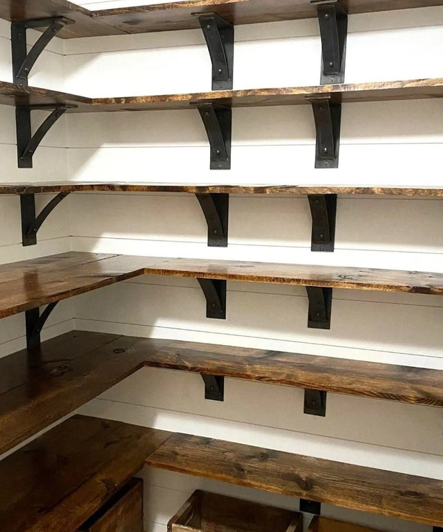 The Cortland Pantry Shelf Support Brackets/Corbels 5" Depth x 5" Wall Mount Length Finish Raw - Uncoated Metal | Industrial Farm Co