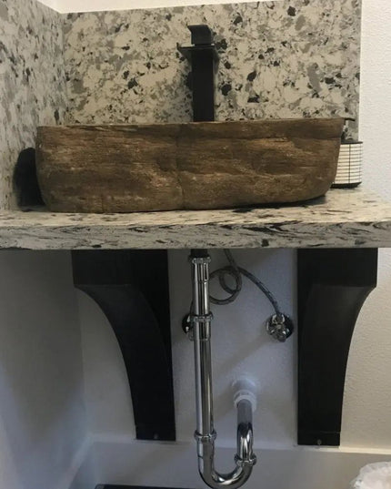 The Endicott Breakfast Bar Support Brackets/Corbels 8" Depth x 20" Wall Mount Length Finish Black Powder Coat | Industrial Farm Co