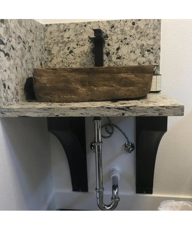 The Endicott Breakfast Bar Support Brackets/Corbels 8" Depth x 20" Wall Mount Length Finish Black Powder Coat | Industrial Farm Co