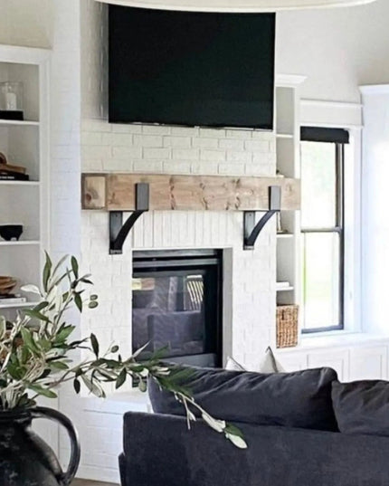 Kudlick Farmhouse Mantel Bracket Brackets/Corbels 6" Depth x 6" Wall Mount Length Finish Gold Powder Coat | Industrial Farm Co