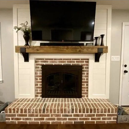 Kudlick Farmhouse Mantel Bracket Brackets/Corbels 6.5" Depth x 6.5" Wall Mount Length Finish Black Powder Coat | Industrial Farm Co