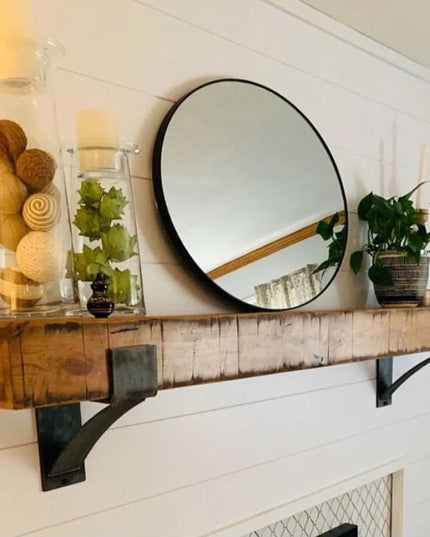 Kudlick Farmhouse Mantel Bracket Brackets/Corbels 6" Depth x 8" Wall Mount Length Finish Raw - Uncoated Metal | Industrial Farm Co