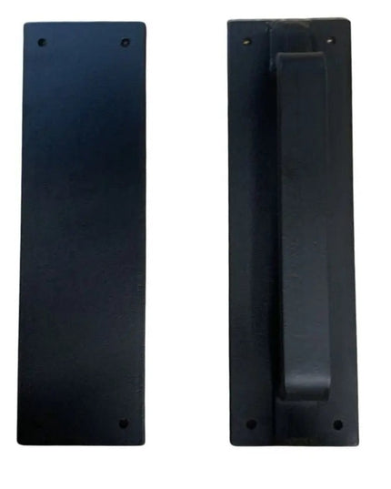 The Lockport Pull Door Handle/ Pull Black Powder Coat Flat Pushplate No Flat Pushplate | Industrial Farm Co