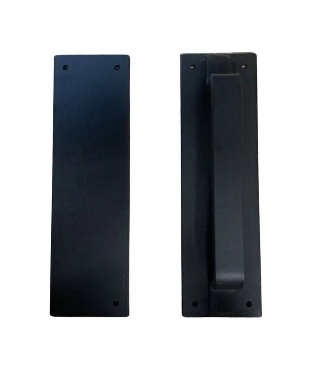 The Lockport Pull Door Handle/ Pull Black Powder Coat Flat Pushplate No Flat Pushplate | Industrial Farm Co