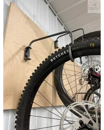 The Logan Wall Mounted Bike Rack Hook Regular Rim Finish Black Powder Coat | Industrial Farm Co