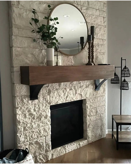 The Nine Mile Mantel Bracket Support Brackets/Corbels 5" Depth x 5" Wall Mount Length Finish Raw - Uncoated Metal | Industrial Farm Co