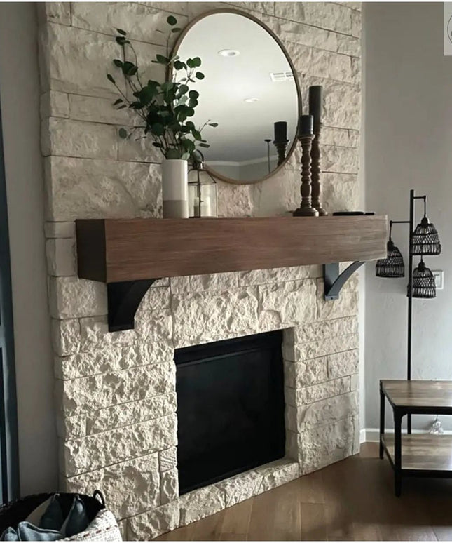 The Nine Mile Mantel Bracket Support Brackets/Corbels 5" Depth x 5" Wall Mount Length Finish Raw - Uncoated Metal | Industrial Farm Co