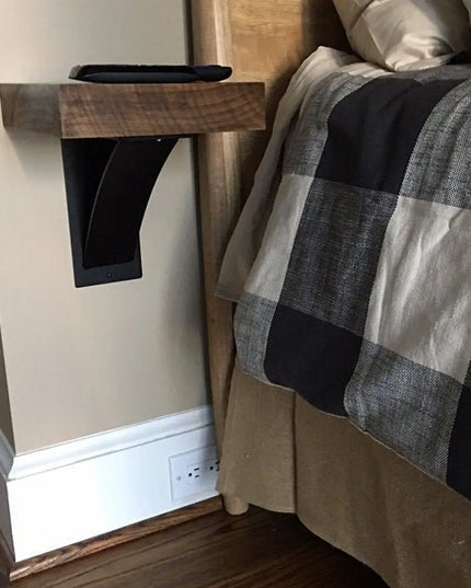 The Nine Mile Mantel Bracket Support Brackets/Corbels 5" Depth x 5" Wall Mount Length Finish Black Powder Coat | Industrial Farm Co