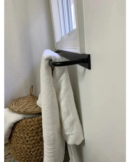 The Oswego Modern Bathroom Towel Bar Towel Bar 12" Wall Mount Length Finish Black Powder Coat | Industrial Farm Co