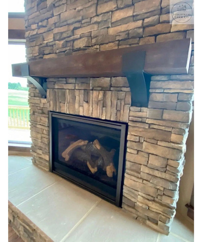 The Otisco Farmhouse Style Bracket Brackets/Corbels 5" Depth x 6" Wall Mount Length Finish Raw - Uncoated Metal | Industrial Farm Co