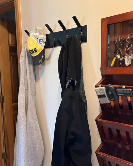 Riseform Wall Mounted Metal Coat Rack Coat Rack 10" Wall Mount Length Finish Black Powder Coat | Industrial Farm Co